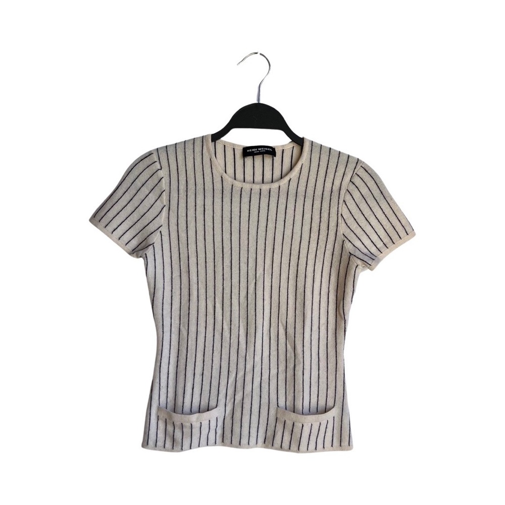 Heidi Weisel stripped cashmere front pocket t shirt size small